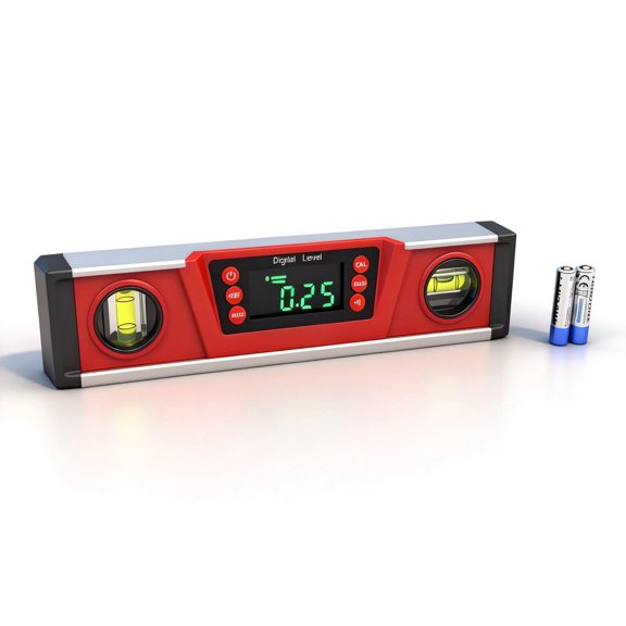 10-Inch Digital Torpedo Level and Protractor | Neodymium Magnets | Bright LED Display | V-GROOVE MAGNETIC BASE | IP54 Dust/Water Resistant smart level with Carrying Bag Red