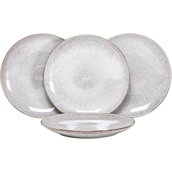10 Inch Dinner Plates Set, Porcelain Serving Dishes for Salad, Pasta, Dessert Microwave, Dishwasher Safe Plates Set of 4 - Reactive Green