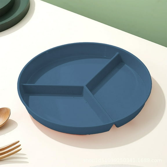 10 Inch Divided Plate Three Compartment Circular Dish Microwave Safe Heat Resistant Breakfast Fruit Serving Tray