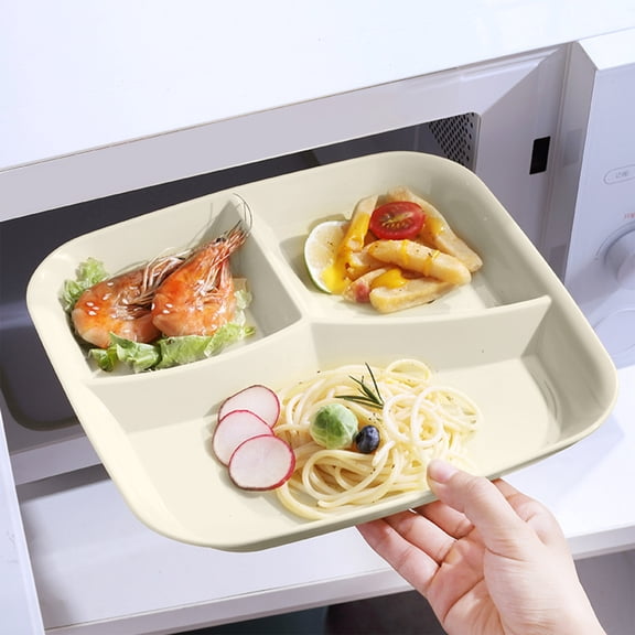 10 Inch Divided Serving Plates, 3-Compartment Portion Control Plates – Reusable Straw Fiber Dinnerware for Kids, Adults, Picnics, Camping – Microwave & Dishwasher Safe