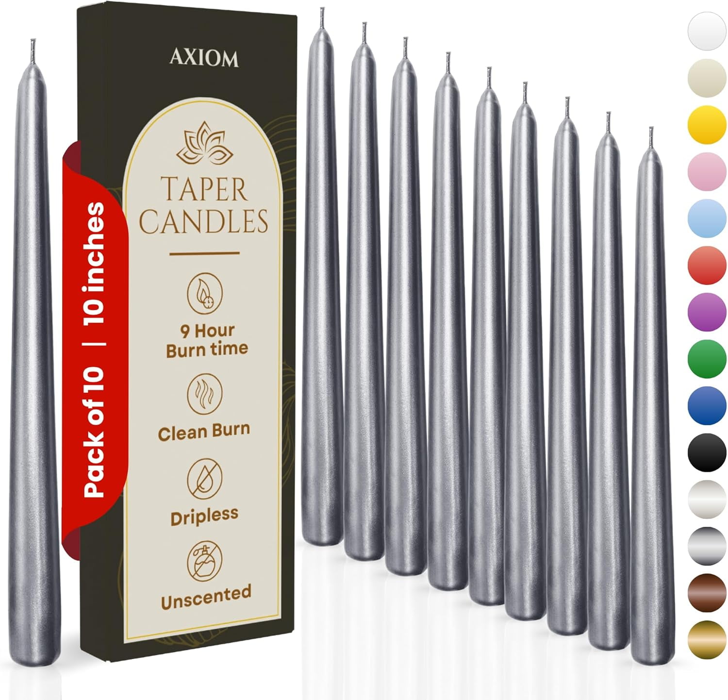 Set Of 7 Red Colored Taper Candles, Dripless Unscented - View #6