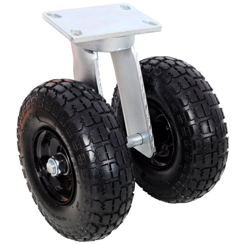 10 Inch Dual Air Wheels Swivel Caster, 660 LBS Load Capacity, Heavy Duty Pneumatic Rubber Wheel Caster for Industrial Equipment