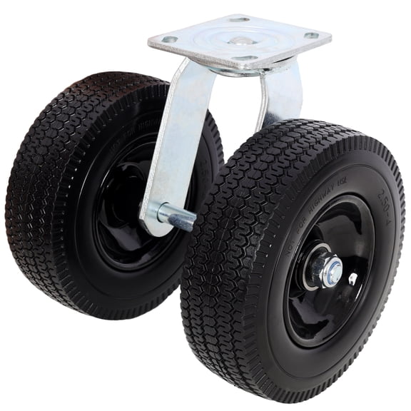10 Inch Dual Air Wheels Swivel Caster, 660 LBS Load Capacity, Pneumatic Tires with Roller Bearings, Heavy Duty Industrial Cart Casters