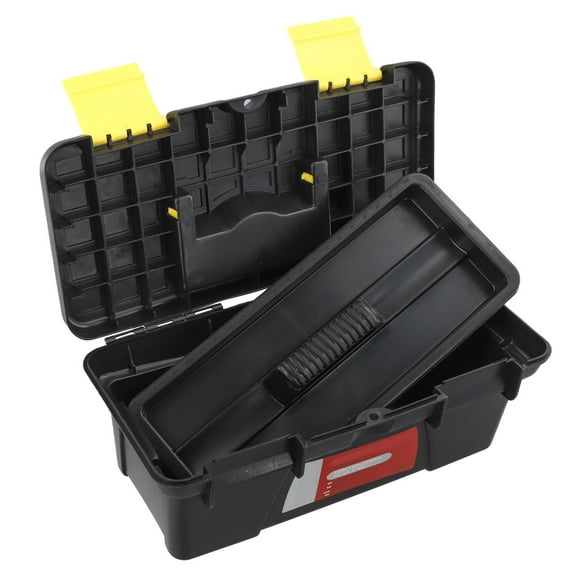 10 Inch Dual-Layer Plastic Toolbox,Portable Storage Case for Electricians,Carpenters & DIY Projects