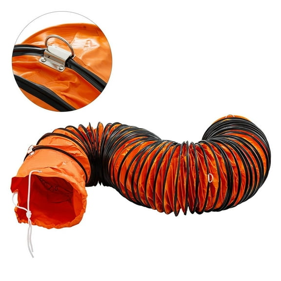 10 Inch Duct Hose 25ft, PVC Flexible HVAC Ducting for Blower Fan - Flame Retardant, Reinforced Ventilation Exhaust Hose with Adjustable Ropes