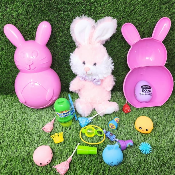 10-Inch Easter Bunny Egg Surprise Toys Inside Hard Shell Set- Pink