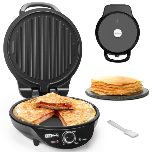 10-Inch Electric Griddle with a Nonstick Surface, Versatile Quesadilla And Pizza Maker, Indoor Electric Grill, Smokeless Design, Black Color