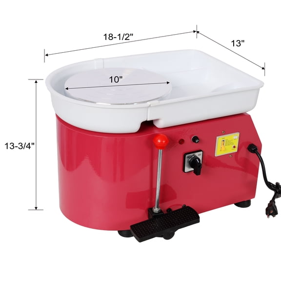 10 Inch Electric Pottery Wheel, Ceramic Clay Machine with Foot Pedal & Detachable Basin, 60-300RPM Adjustable Speed, Complete DIY Pottery Tools for Adults, Pink