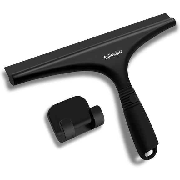 10 Inch Ergonomic Silicone Shower Squeegee with Adhesive Hook, Multipurpose Cleaning Tool for Glass, Mirror, Tile Walls and Car Windows