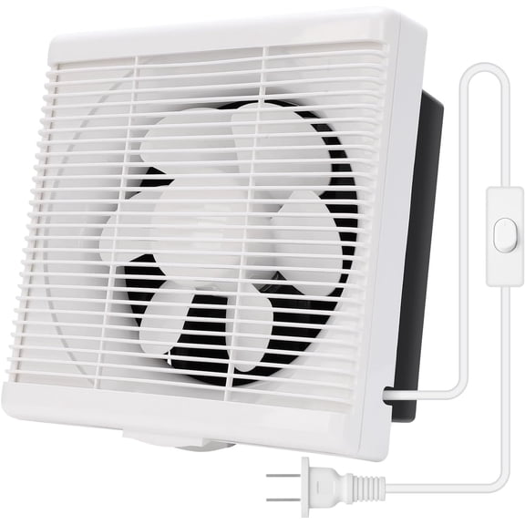 10 Inch Exhaust Fan with Mesh and Anti-Backflow Check Valve, 110V | Through-Wall Window Ventilation Fan, Shutter Box Blower Air Extractor for Bathroom, Kitchen, Garage, Greenhouse