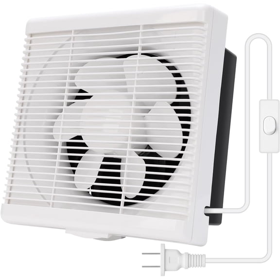 10 Inch Exhaust Fan with Mesh, Through-Wall Window Ventilation Fan, 110V Shutter Box Blower Air Extractor with Anti-Backflow Check Valve for Bathroom, Kitchen, Garage and Greenhouse
