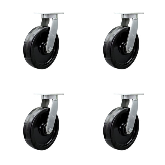 10 Inch Extra Heavy Duty Phenolic Wheel Swivel Caster Set with 2 Swivel Locks