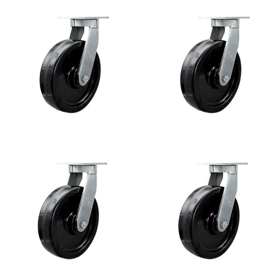 10 Inch Extra Heavy Duty Phenolic Wheel Swivel Top Plate Caster Set of 4 SCC