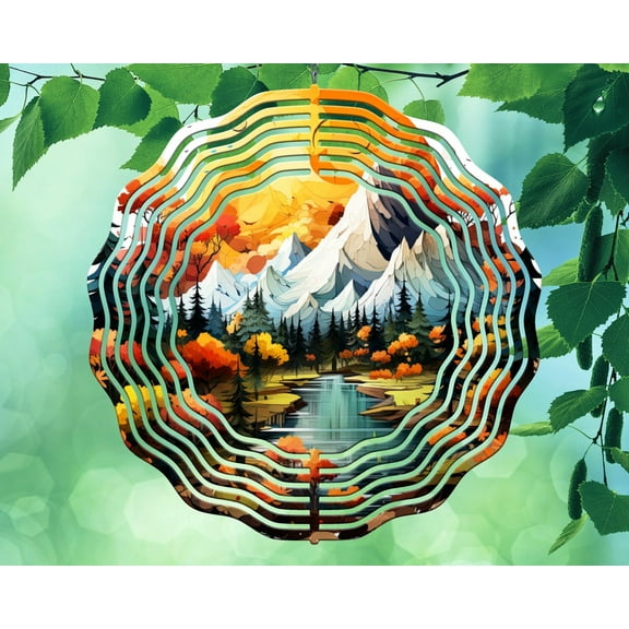 10 Inch Fall in The Woods and Mountains Wind Spinner Yard Decor Aluminum Sublimated Garden Art Indoor Outdoor 3D Kinetic