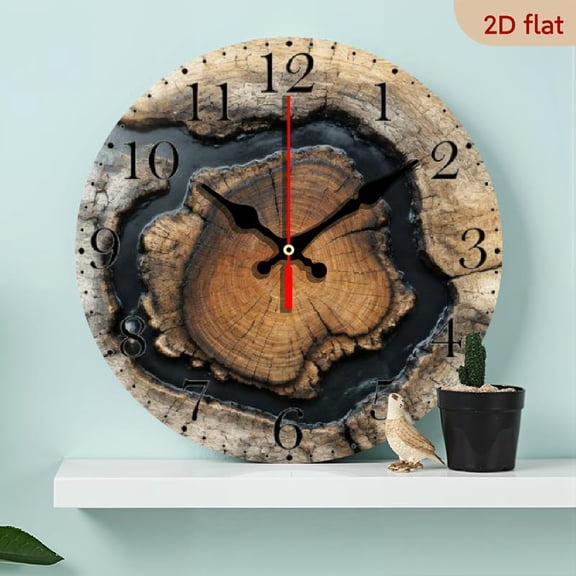 10 Inch Fantasy Tree Log Style Wall Clock, Silent Movement, Ideal Aesthetic Wall Hanging for Home, Office, or Dining Room, Great Gift for New Year, Requires AA Batteries