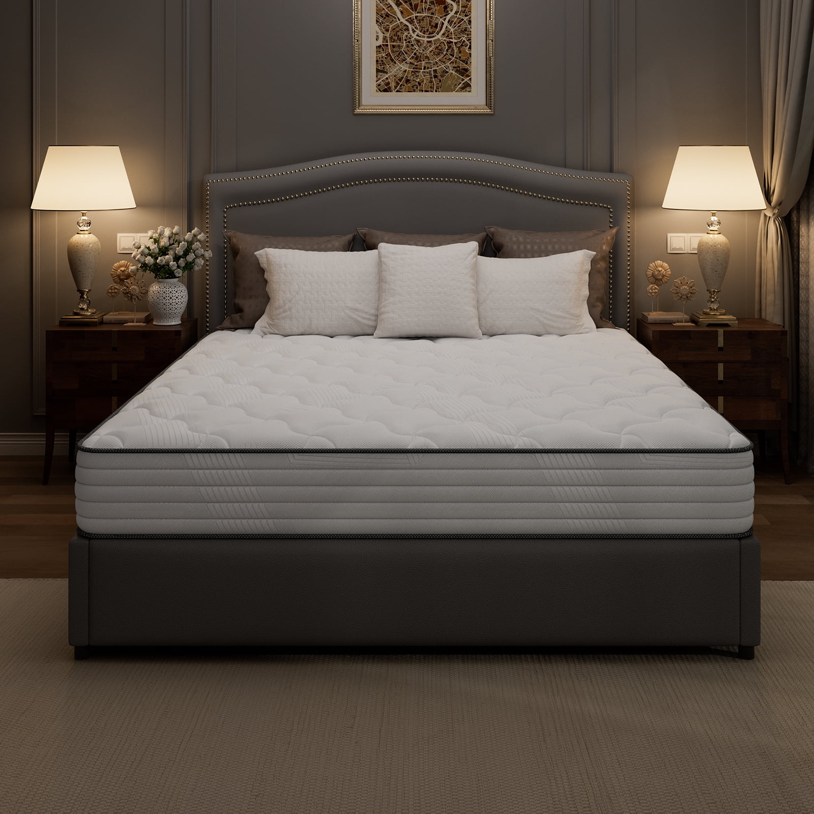POSMOND Full Size Mattress, 10 inch Medium Firm Hybrid Mattress with Antistatic Breathable Euro Top Cover, Soft and Comfort , Full Size Mattress in a Box