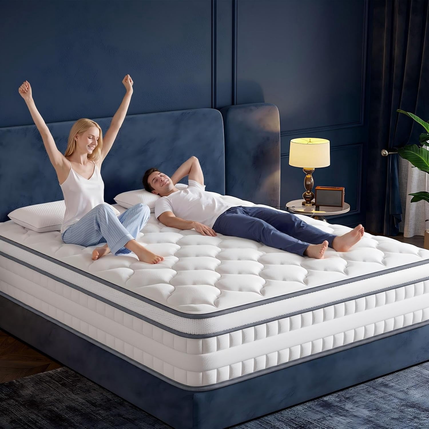 10-Inch Full Size Hybrid Mattress with Memory Foam and Pocket Coils, Medium Support, Motion Isolation, Breathable, White
