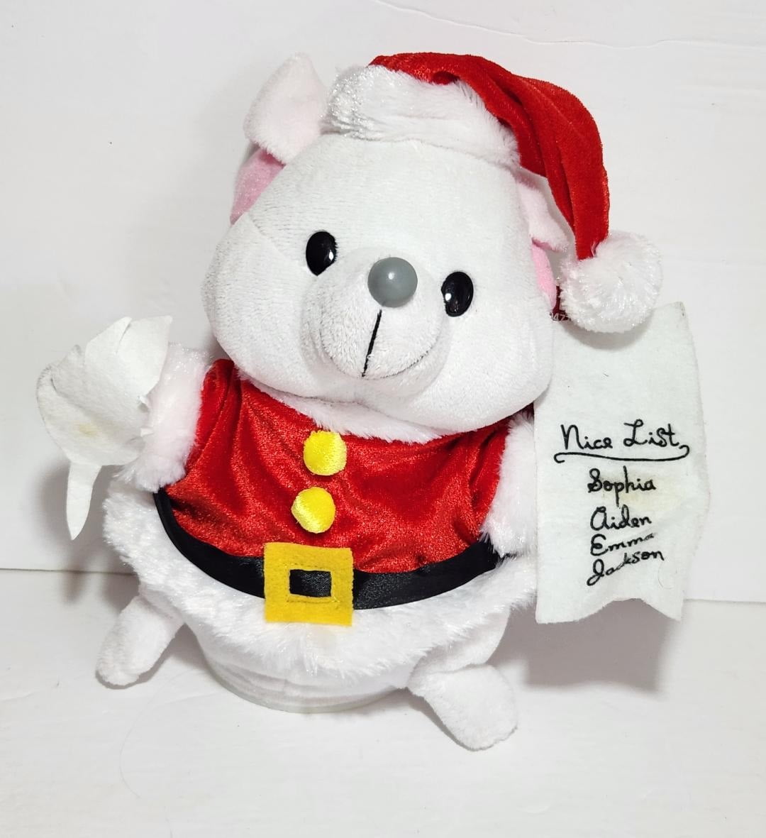 10 Inch Gemmy Mouse Dressed as Santa Claus with Nice List Animated