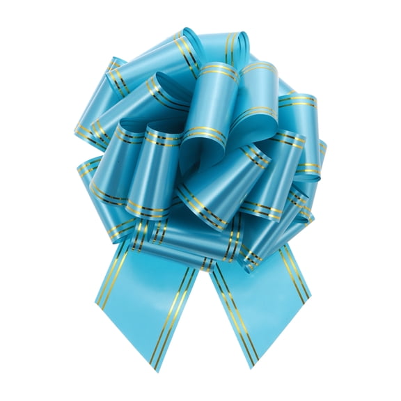 10 Inch Giant Large Pull Bow Big Metallic Car Bows Ribbon with Gold Edge for Wedding Presents Gift Wrapping Christmas, Lake Blue