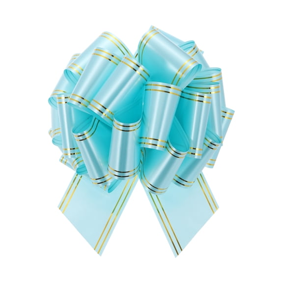 10 Inch Giant Large Pull Bow Big Metallic Car Bows Ribbon with Gold Edge for Wedding Presents Gift Wrapping Christmas, Light Blue