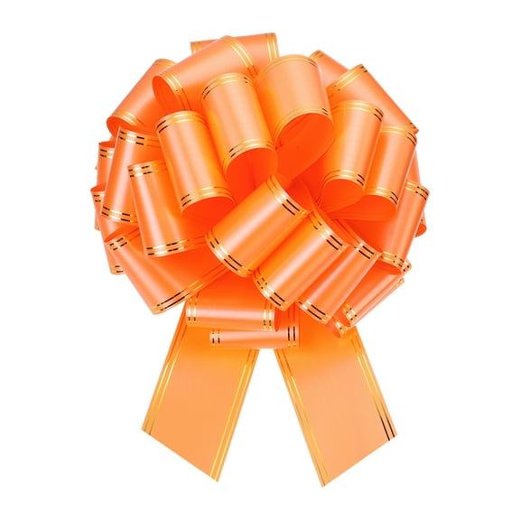 10 Inch Giant Large Pull Bow Big Metallic Car Bows Ribbon with Gold Edge for Wedding Presents Gift Wrapping Christmas, Orange