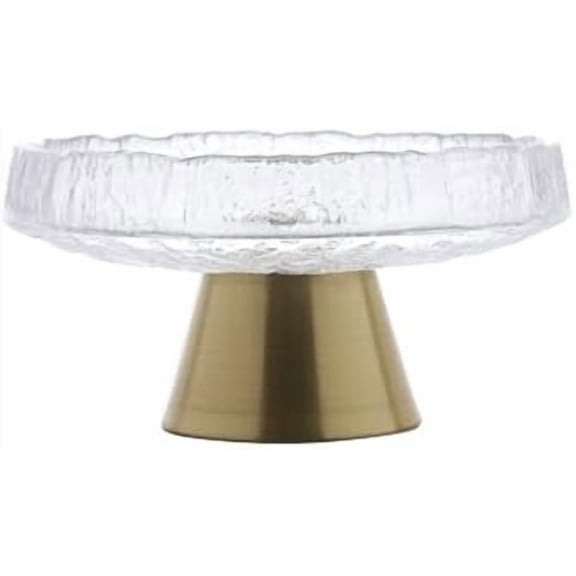 10-Inch Glass Fruit Bowl with Metal Base - Decorative Kitchen Counter Fruit Basket for Dining Table & Parties - Stylish Fruit Display Tray for Home Organization & Entertaining