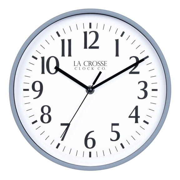 La Crosse Clock 10 inch Basics Gray Blue Analog Quartz Wall Clock, 404-3025GB