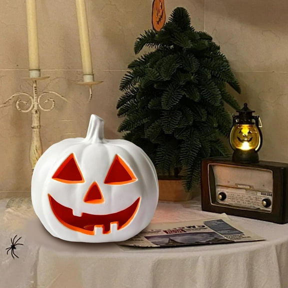 10 Inch Halloween LED Pumpkin Light Up Jack O Desktop Ornament for Indoor Outdoor Party Decoration Festive Home Halloween Illuminated Decoration