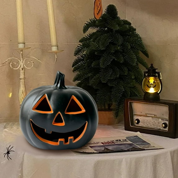 10 Inch Halloween LED Pumpkin Light Up Jack O Desktop Ornament for Indoor Outdoor Party Decoration Festive Home Halloween Illuminated Decoration