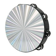 10 Inch Hand Held Drum Tambourine with Double Row Bells, Reflective Tambourines for Adults, Musical Instrumen for Dance, Party, KTV