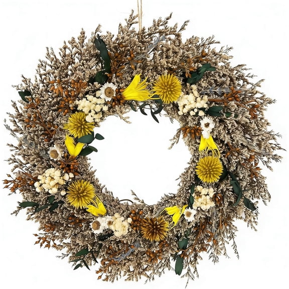10 Inch Handmade Dried Flower Wreath - Small Real Plant Floral Wreath, Rustic Boho Wall Decor for Home, Door, Window, Wedding, Fall Decor