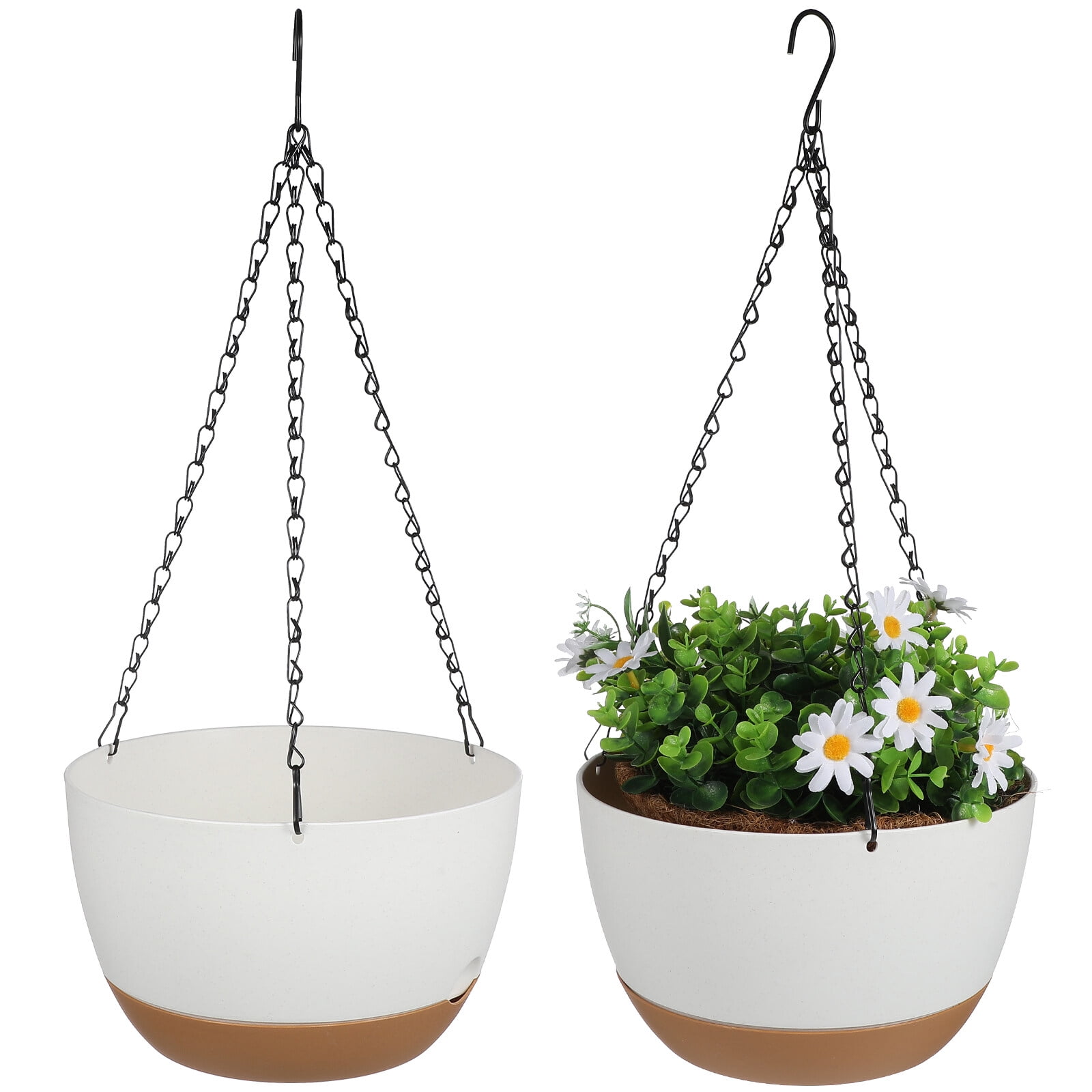 10 Inch Hanging Planter, 2 Pack Plant Hanger Indoor Outdoor, Self ...