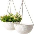 thumbnail image 1 of 10 Inch Hanging Planters for Indoor Plants, Outdoor Garden Planter Pots, White, Honeycomb, Set of 2, 1 of 12