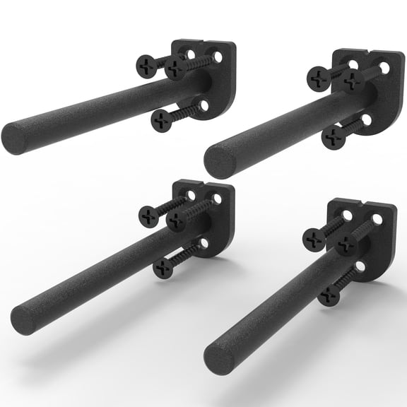10 Inch Heavy Duty Floating Shelf Brackets 4 Pack, 1/4" Thick Solid Steel Hidden Blind Support, Fits Wood Studs, Holds 200 lbs, Invisible Hardware DIY Kit for Custom Shelving, Black