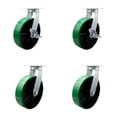 thumbnail image 1 of 10 Inch Heavy Duty Green Poly on Cast Iron Caster Set 4 Swivel Locks 2 Brakes, 1 of 2