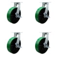 thumbnail image 1 of 10 Inch Heavy Duty Green Poly on Cast Iron Swivel Caster Set with Brakes Set 4, 1 of 2