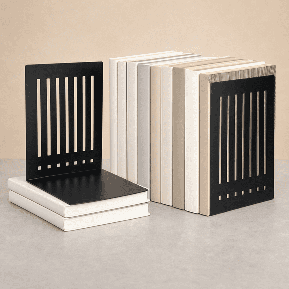 10 Inch Heavy Duty Metal Bookends, 4 Pack, For Office Home Shelves Vinyl Records
