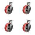 thumbnail image 1 of 10 Inch Heavy Duty Red Poly on Cast Iron Caster Set with Swivel Locks Set of 4, 1 of 2