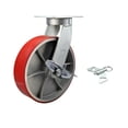 thumbnail image 1 of 10 Inch Heavy Duty Red Poly on Cast Iron Caster with Brake and Swivel Lock SCC, 1 of 2