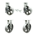 thumbnail image 1 of 10 Inch Heavy Duty Semi Steel Cast Iron Caster Set 2 Swivel Lock/Brake 2 Rigid, 1 of 2