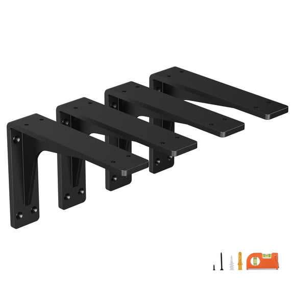 10 Inch Heavy Duty Shelf Brackets, Premium Metal Wall Bracket for Mantel, Countertop Support, Garage Storage Shelves | High Strength Corner Brace | 8-Pack Floating Shelf Hardware