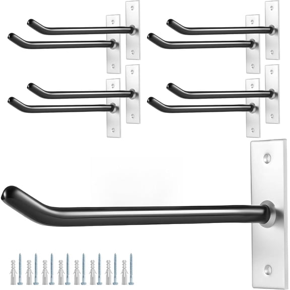 10-Inch Heavy Duty Steel Tire Rack Wall Mount (8-Pack) Anti-Slip Garage Tires Hooks for Tire, Wheel, Ladder, Bike & Tool Storage Garage Organization Hanger with Screws & Anchors, Black