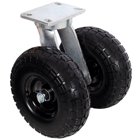 10 Inch Heavy Duty Swivel Caster Dual Wheel, 660 lbs Load Capacity Flat-Free PU Foam Wheels Roller Bearings Non-Marking for Rough Floors 1-Pack