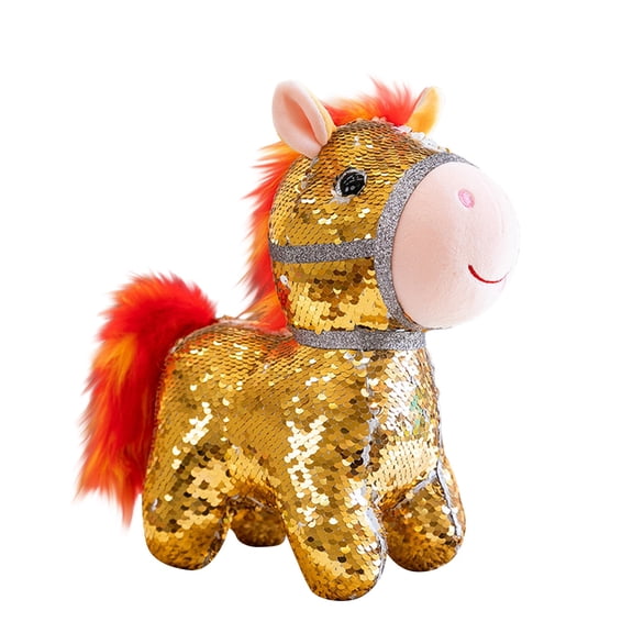 10-Inch Horse-Shaped Plush Toy, Sequined Pony Plush Doll, Home Decor, Sleep Companion