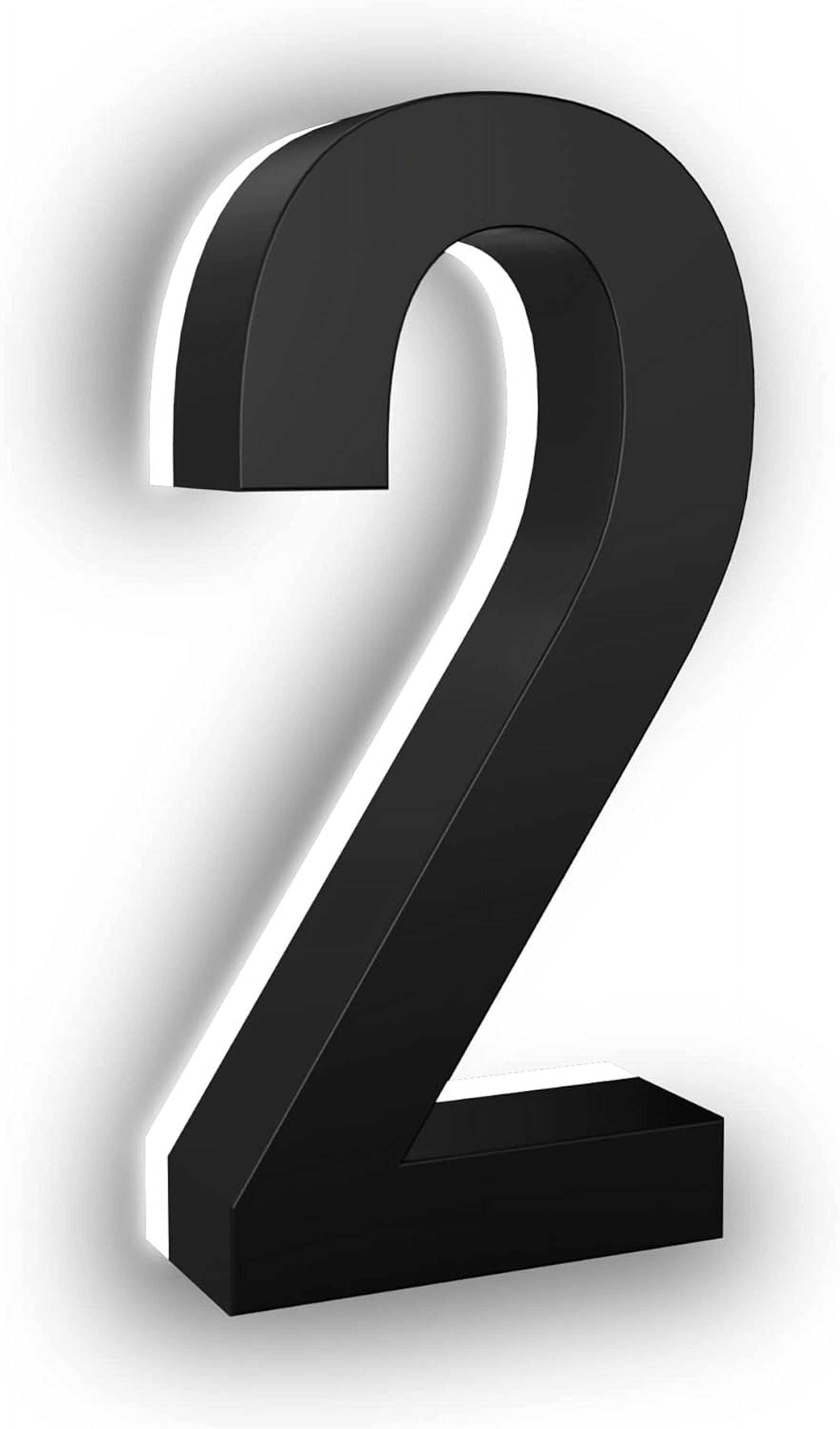 10 Inch Backlit LED House Number, Stainless Steel, 6000K Cool White, Black, Number 2