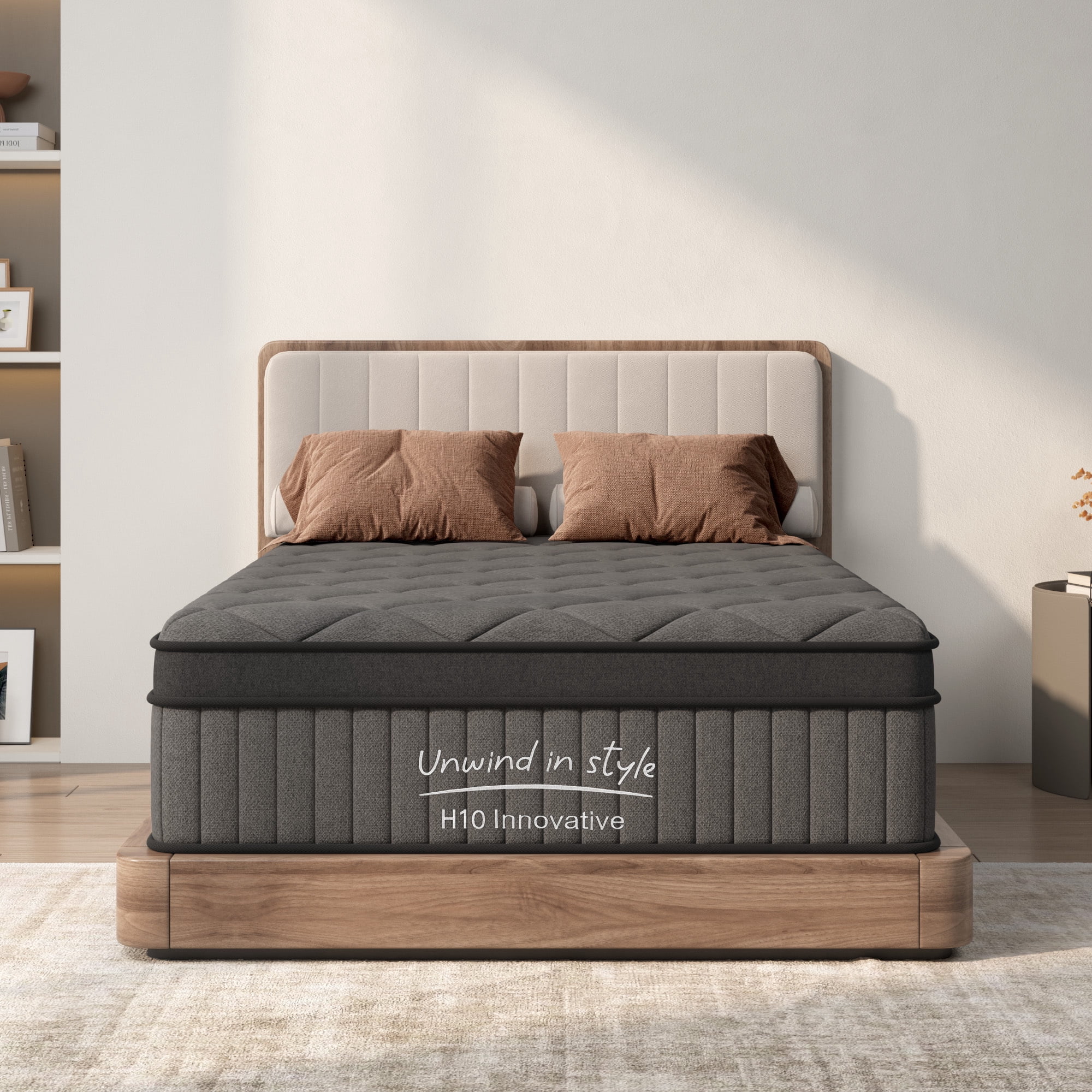 10 Inch Hybrid Mattress Full Size, Mattress with Gel Memory Foam and Pocket Springs, Euro Top Medium Firm Hybrid Mattress, Black