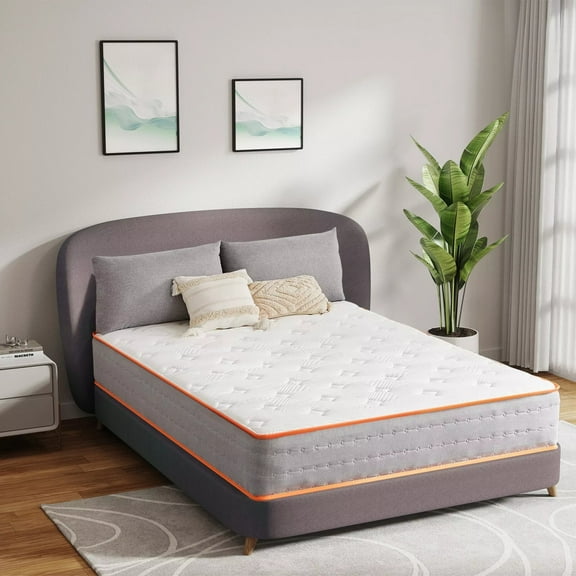 10 Inch Hybrid Mattress, Twin, Innerspring Bed Mattress, Pressuer Relief and Breathable, Bed in a box CertiPUR-US