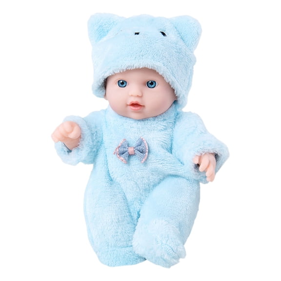 10 Inch Infant Vinyl Doll Soft PVC Baby Doll Toy With Cute Bear Outfit, Lightweight Safe Plastic Reborn Doll For Pretend Play, Soothing Comfort Toy Gift For Toddlers Kids Children