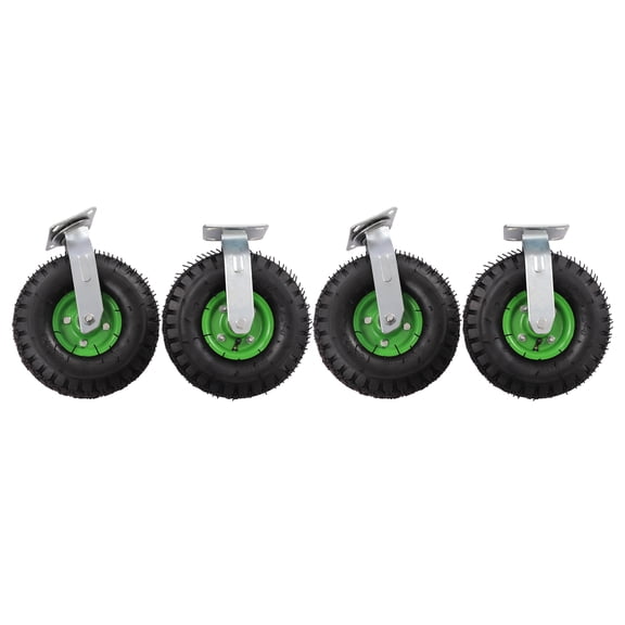 10 Inch Inflatable Caster Wheels Set, 4 Pack Rubber Pneumatic Wheels with Universal & Directional Casters, 661.39lbs Load Capacity