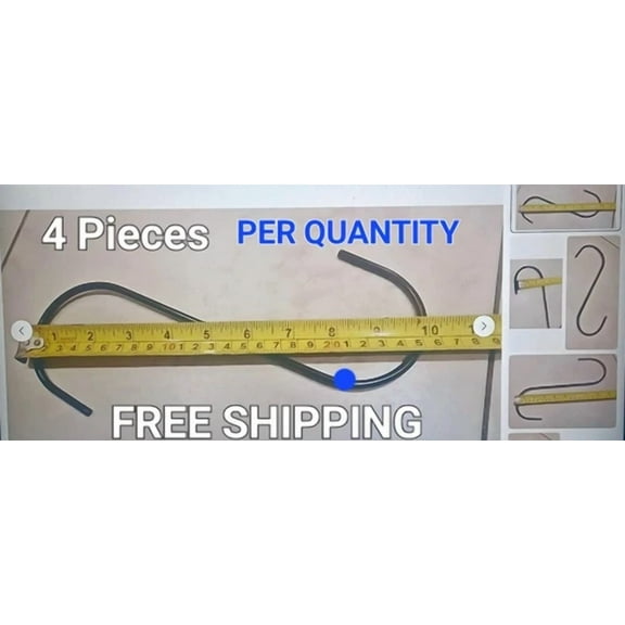 10 Inch Jumbo Glossy Black Metal S-Hooks Set Of 4 Plants, Towels Free Usps Ship